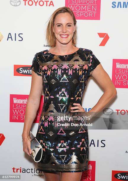 Bronte Campbell Campbell arrives ahead of the Women's Health I Support Women In Sport Awards at Carriageworks on October 5, 2016 in Sydney, Australia.