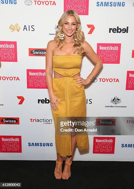 Anna Heinrich arrives ahead of the Women's Health I Support Women In Sport Awards at Carriageworks on October 5, 2016 in Sydney, Australia.