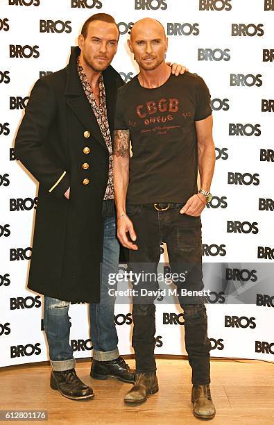 Matt Goss and Luke Goss attend the Bros Reunion annoucement at The Ham Yard Hotel on October 5, 2016 in London, England.