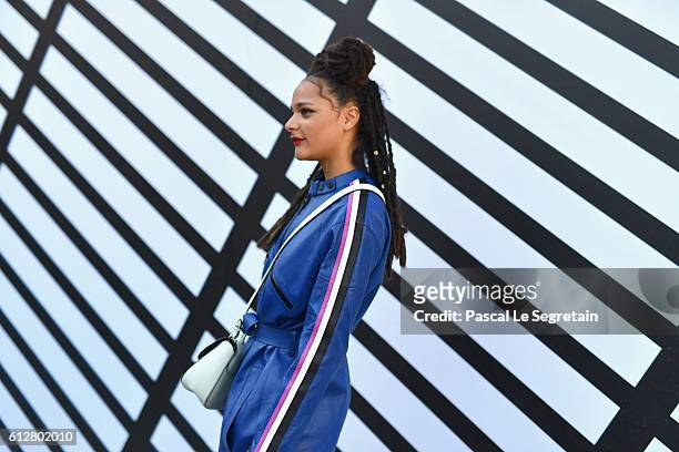 Sasha Lane attends the Louis Vuitton show as part of the Paris Fashion Week Womenswear Spring/Summer 2017 on October 5, 2016 in Paris, France.