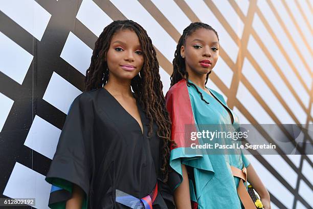 Chloe Bailey and Halle Bailey aka Chloe & Halle attend the Louis Vuitton show as part of the Paris Fashion Week Womenswear Spring/Summer 2017 on...