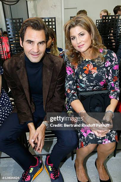 Tennis player Roger Federer and his wife Mirka Federer attend the Louis Vuitton show as part of the Paris Fashion Week Womenswear Spring/Summer 2017...