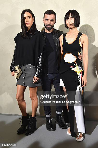 Jennifer Connelly, Nicolas Ghesquiere and Bae Doona attend the Louis Vuitton show as part of the Paris Fashion Week Womenswear Spring/Summer 2017 on...