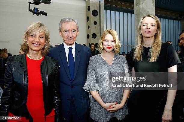 Helene Arnault, her husband Owner of LVMH Luxury Group Bernard Arnault, actress Lea Seydoux and Louis Vuitton's executive vice president, Delphine...