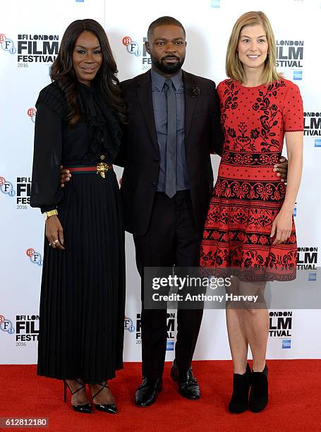 Director Amma Asante, David Oyelowo and Rosamund Pike attend the 'A United Kingdom' photocall during the 60th BFI London Film Festival at The Mayfair...