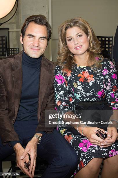 Roger Federer and his wife Mirka attend the Louis Vuitton show as part of the Paris Fashion Week Womenswear Spring/Summer 2017on October 5, 2016 in...