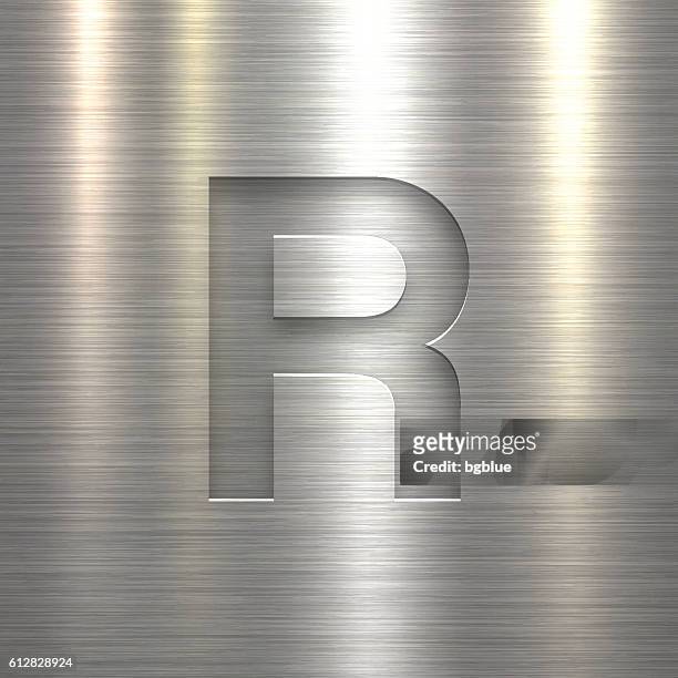 alphabet r design - letter on metal texture background - letter r stock illustrations