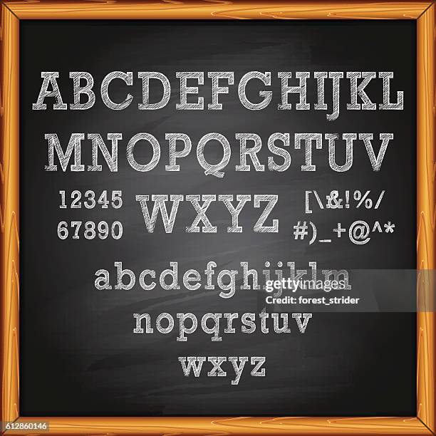 stockillustraties, clipart, cartoons en iconen met lettering on chalkboard - schoolbord