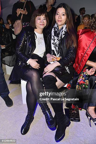 Guests attend the Moncler Gamme Rouge show as part of the Paris Fashion Week Womenswear Spring/Summer 2017 on October 5, 2016 in Paris, France.