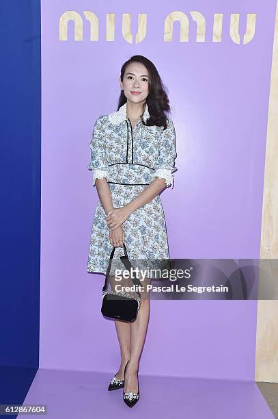Zhang Ziyi attends the Miu Miu show as part of the Paris Fashion Week Womenswear Spring/Summer 2017 on October 5, 2016 in Paris, France.