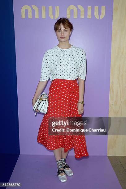 Makenzie Leigh attends the Miu Miu: show as part of the Paris Fashion Week Womenswear Spring/Summer 2017 on October 5, 2016 in Paris, France.