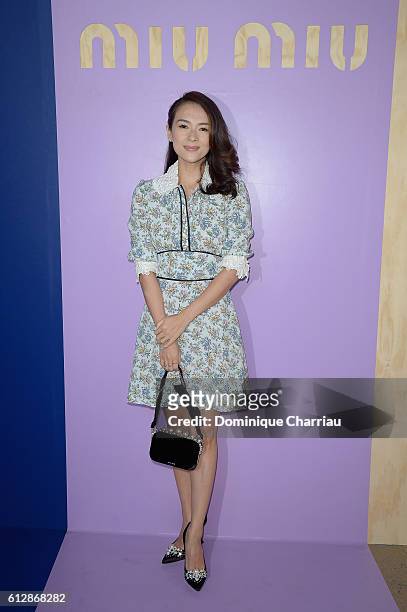 Zhang Ziyi attends the Miu Miu: show as part of the Paris Fashion Week Womenswear Spring/Summer 2017 on October 5, 2016 in Paris, France.