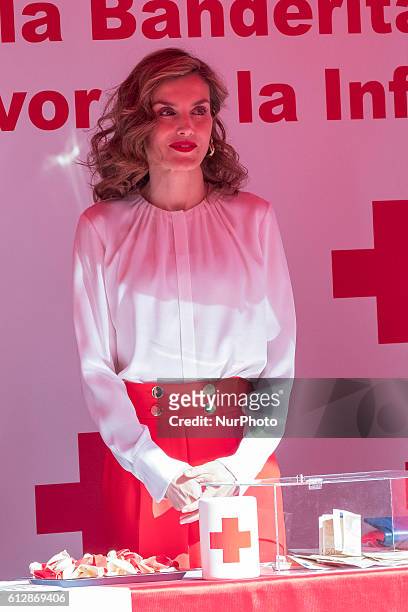 Queen Letizia of Spain attends the Red Cross Fundraising day event on October 5, 2016 in Madrid, Spain.