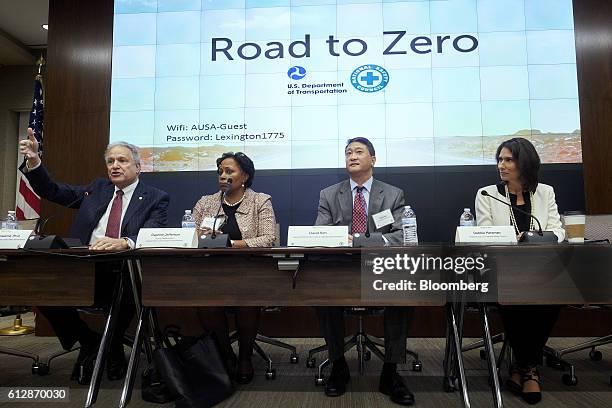 Mark Rosekind, administrator of the National Highway Transportation Safety Administration, from left, Daphne Jefferson, deputy administrator of the...