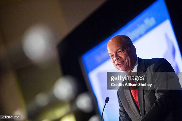 Secretary of Homeland Security Jeh Johnson speaks during the Association of U.S. Army Annual Meeting on October 5 in Washington, D.C. Johnson...