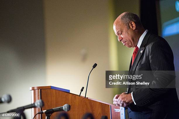 Secretary of Homeland Security Jeh Johnson speaks during the Association of U.S. Army Annual Meeting on October 5 in Washington, D.C. Johnson...