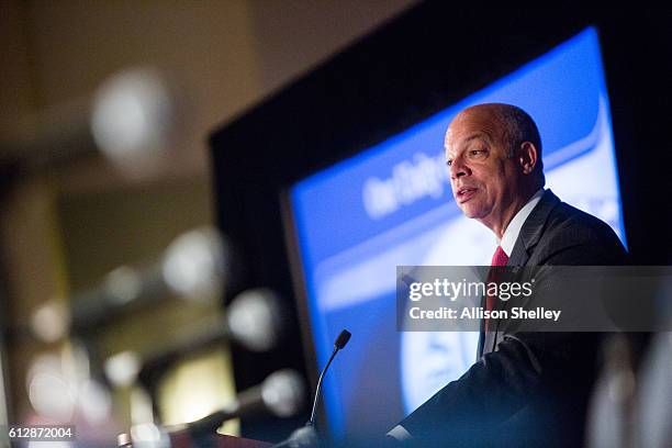 Secretary of Homeland Security Jeh Johnson speaks during the Association of U.S. Army Annual Meeting on October 5 in Washington, D.C. Johnson...