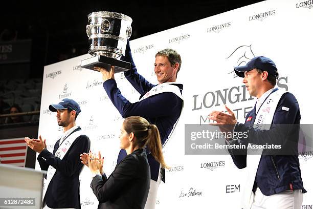 Daniel Deusser of Germany wins the Longines Grand Prix, Nayel Nassar of Egypt finished second and Harrie Smolders of the Netherlands finished third...