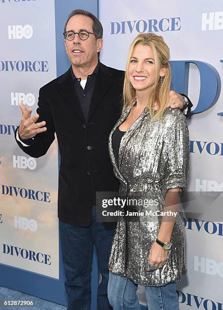 Jerry Seinfeld and Jessica Seinfeld attend the "Divorce" New York Premiere at SVA Theater on October 4, 2016 in New York City.