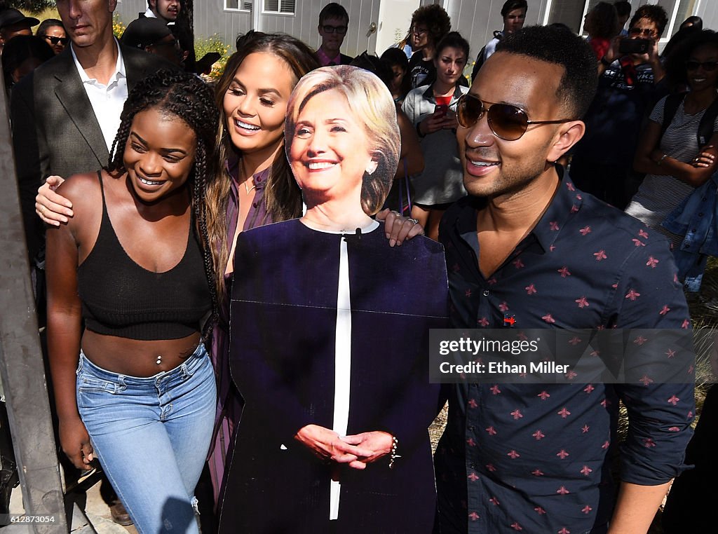 Chrissy Teigen And John Legend Campaign For Hillary Clinton At UNLV Voter Registration Drive