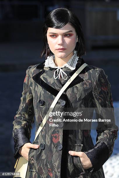 Soko attends the Miu Miu show as part of the Paris Fashion Week Womenswear Spring/Summer 2017 on October 5, 2016 in Paris, France.