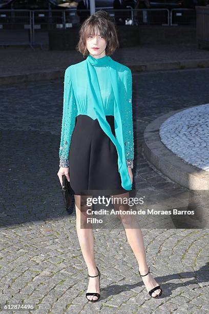 Stacy Martin attends the Miu Miu show as part of the Paris Fashion Week Womenswear Spring/Summer 2017 on October 5, 2016 in Paris, France.