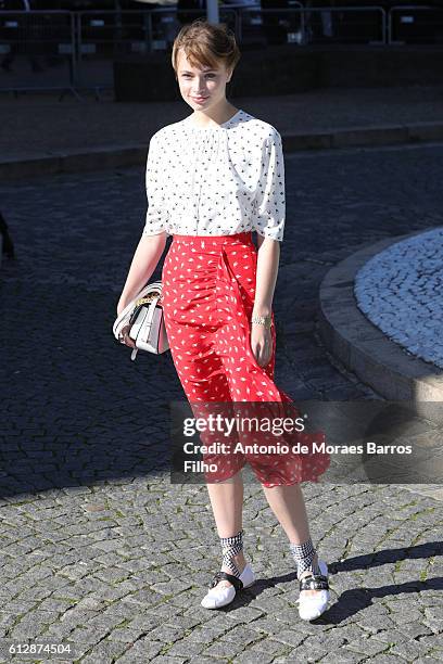 Makenzie Leigh attends the Miu Miu show as part of the Paris Fashion Week Womenswear Spring/Summer 2017 on October 5, 2016 in Paris, France.
