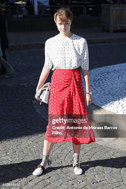 Makenzie Leigh attends the Miu Miu show as part of the Paris Fashion Week Womenswear Spring/Summer 2017 on October 5, 2016 in Paris, France.