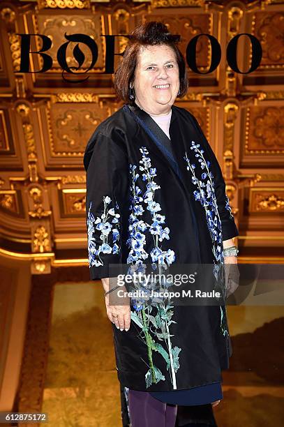 Suzy Menkes attends the #BoF500 Cocktail Event as part of the Paris Fashion Week Womenswear Spring/Summer 2017 at Hotel de Ville on October 4, 2016...