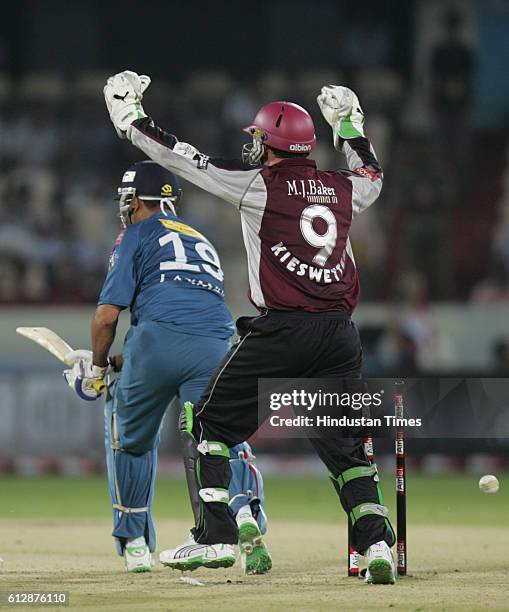 Laxman of the Deccan Chargers looks on after being bowled by Peter Trego of Somerset during the Airtel Champions League Twenty20 Group A match...