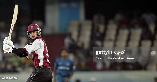 Zander de Bruyn of Somerset edges the ball towards the boundary during the Airtel Champions League Twenty20 Group A match between the Deccan Chargers...