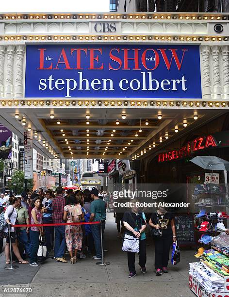 September 6, 2016: Audience members line up at the Ed Sullivan Theater before entering to see the taping of The Late Show with Stephen Colbert...