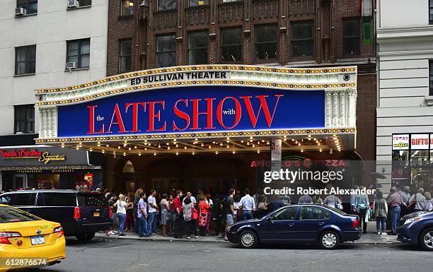 September 6, 2016: Audience members line up at the Ed Sullivan Theater before entering to see the taping of The Late Show with Stephen Colbert...