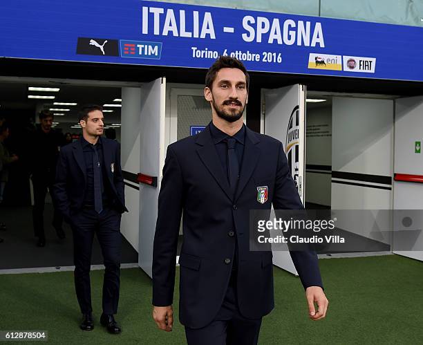 Davide Astori of Italy prior to the press conference at Juventus Stadium on October 5, 2016 in Turin, Italy.