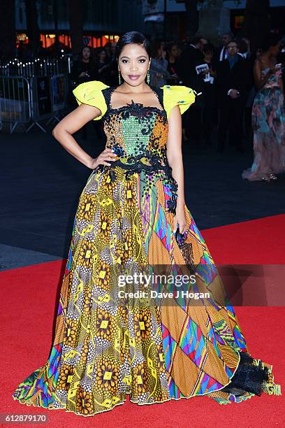 Terry Pheto attends the "A United Kingdom" Opening Night Gala screening during the 60th BFI London Film Festival at Odeon Leicester Square on October...