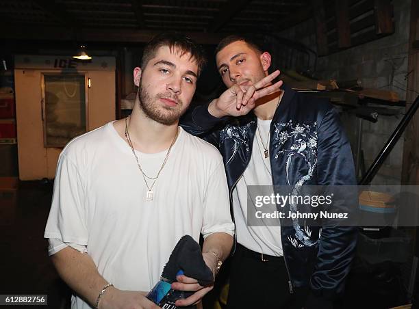 Producer Jordan Ullman and Majid Al Maskati of Majid Jordan backstage at their concert at Warsaw on October 4, 2016 in New York City.