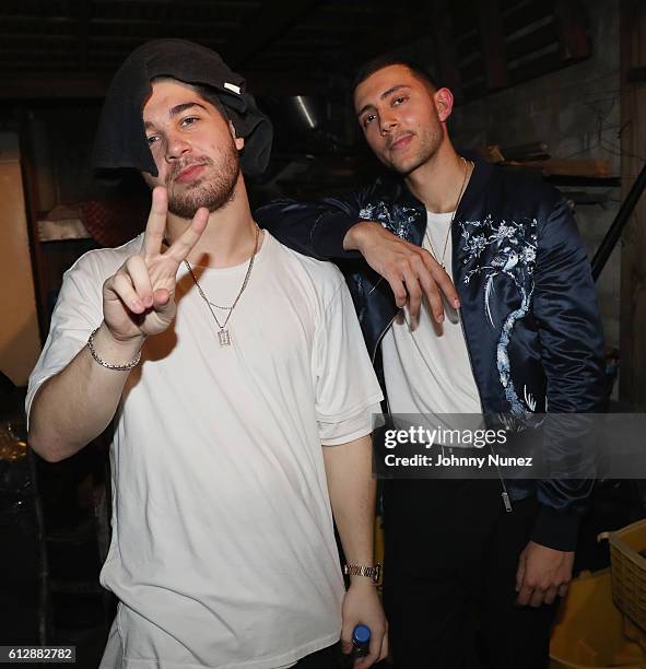 Producer Jordan Ullman and Majid Al Maskati of Majid Jordan backstage at their concert at Warsaw on October 4, 2016 in New York City.