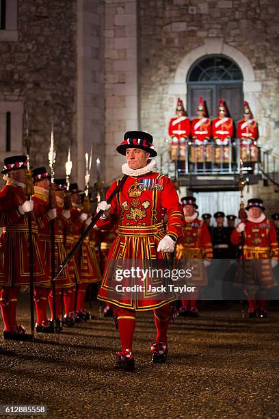 Yeoman Warders 'Beefeaters', parade during the installation of General Sir Nicholas Houghton as the 160th Constable of the Tower of London during a...