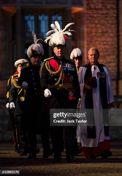 General Sir Nicholas Houghton arrives before he is installed as the 160th Constable of the Tower of London during a ceremony in front of the White...