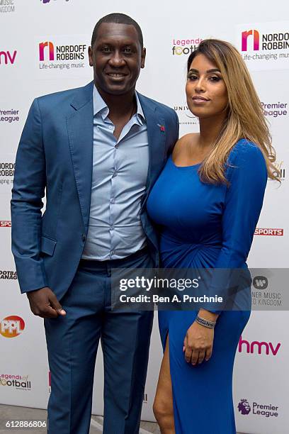 Emile Heskey and Chantelle Tagoe attends the 21st Legends of football event to celebrate 25 seasons of the Premier League and raise money for music...