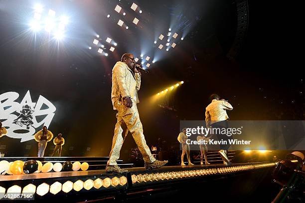 Mase and Sean Diddy Combs perform onstage during the Bad Boy Family Reunion Tour at The Forum on October 4, 2016 in Inglewood, California.