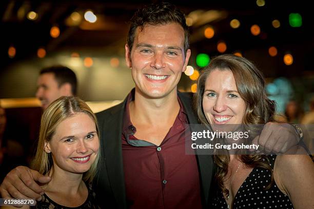 Meredith Jackson, Greg Perrow and Laura Avnaim attend the Premiere Of Stadium Media's "The Matchbreaker" After Party at Stella Barra Pizzeria on...