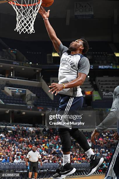 Tony Wroten of the Memphis Grizzlies drives to the basket during an open practice on October 1, 2016 at FedExForum in Memphis, Tennessee. NOTE TO...