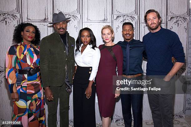 Aunjanue Ellis, Colman Domingo, Aja Naomi King, Penelope Ann Miller, Nate Parker and Armie Hammer attend The Build Series to discuss the movie "The...