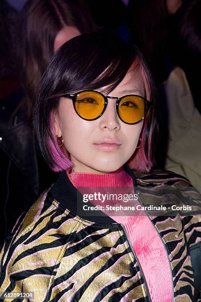 Singer Yuki attends the Moncler Gamme Rouge show as part of the Paris Fashion Week Womenswear Spring/Summer 2017 on October 5, 2016 in Paris, France.