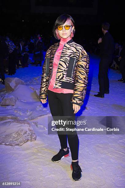 Singer Yuki attends the Moncler Gamme Rouge show as part of the Paris Fashion Week Womenswear Spring/Summer 2017 on October 5, 2016 in Paris, France.