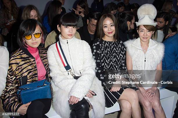 Yuki, Kozue Akimoto, Kim Hyo Jin, Elephant Dee attend the Moncler Gamme Rouge show as part of the Paris Fashion Week Womenswear Spring/Summer 2017 on...