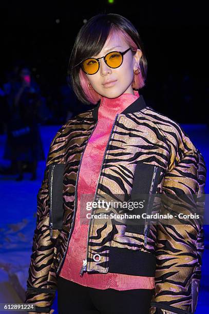 Singer Yuki attends the Moncler Gamme Rouge show as part of the Paris Fashion Week Womenswear Spring/Summer 2017 on October 5, 2016 in Paris, France.