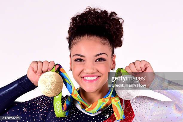 Gymnast Laurie Hernandez poses for a portrait on October 5, 2016 in Los Angeles, California. Hernandez, from Old Bridge Township, New Jersey, won a...