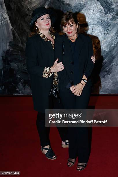 Actress Catherine Jacob and Exhibition's Curator Fabienne Bilal attend the Coluche Exhibition Opening. This exhibition is organized for the 30 years...